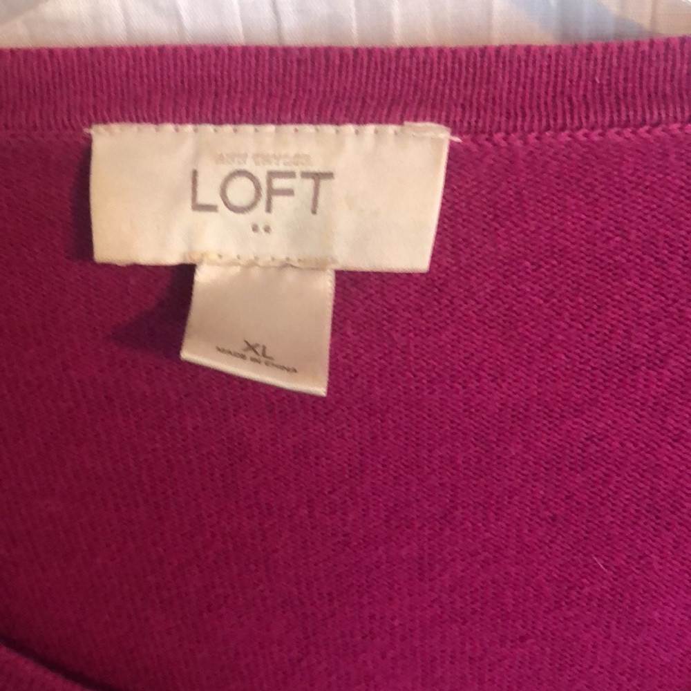LOFT lot 3 size XL work career wear sweaters beige w/lace blue & pink cardigans - Picture 7 of 15